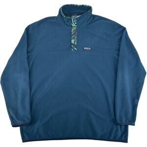 Men's Blue Patagonia Micro D Snap-T Pullover Fleece Sweatshirt XL w/ Leaf 26165